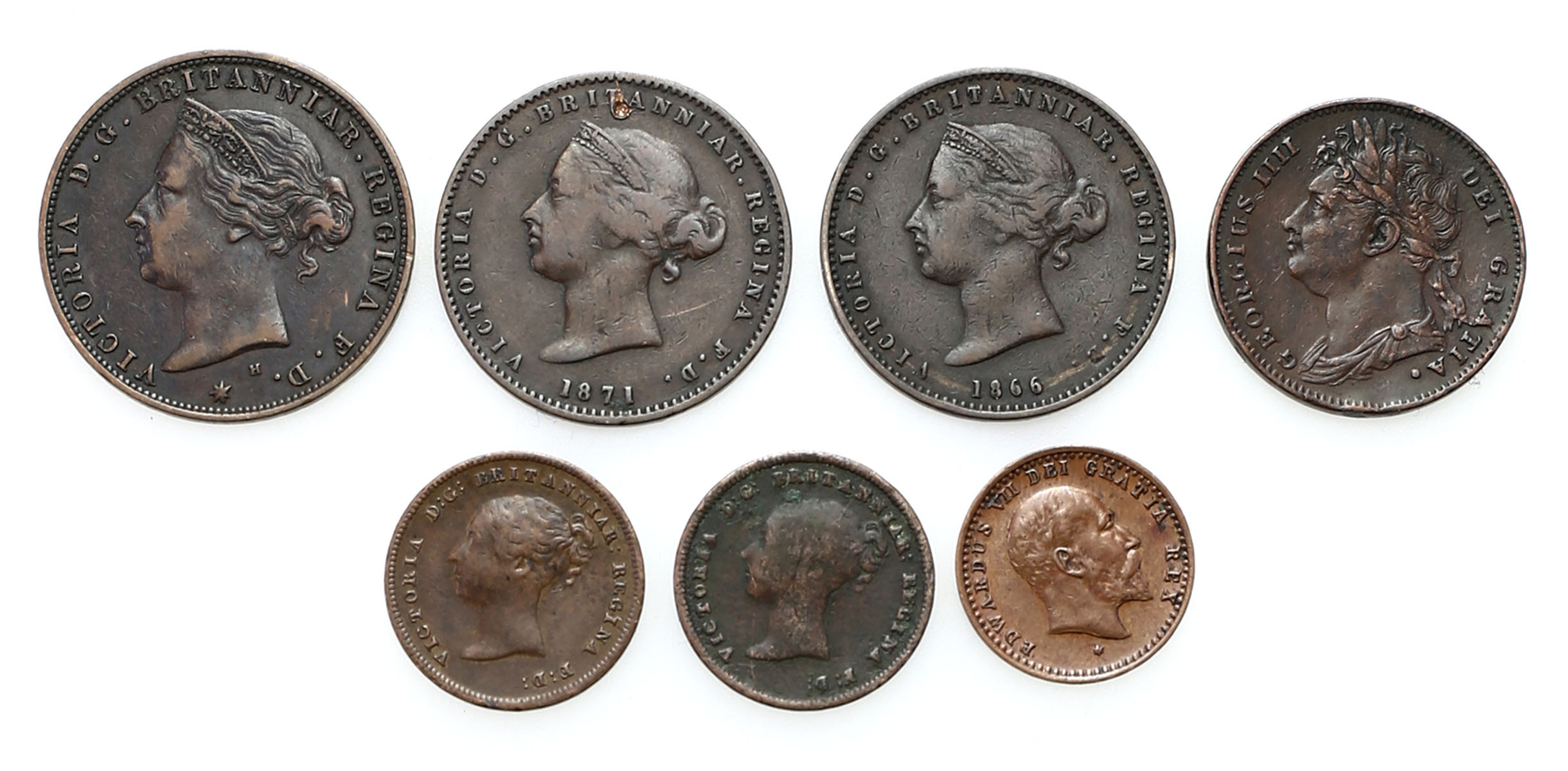 Wielka Brytania i Jersey. 1/2 do 1 farthing, zestaw 7 monet – RZADSZE